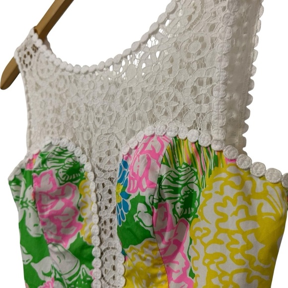 Lilly Pulitzer Womens Raegan Floral Lace Mini Dress Sz 0 Multicolor Sleeveless - Picture 4 of 8
